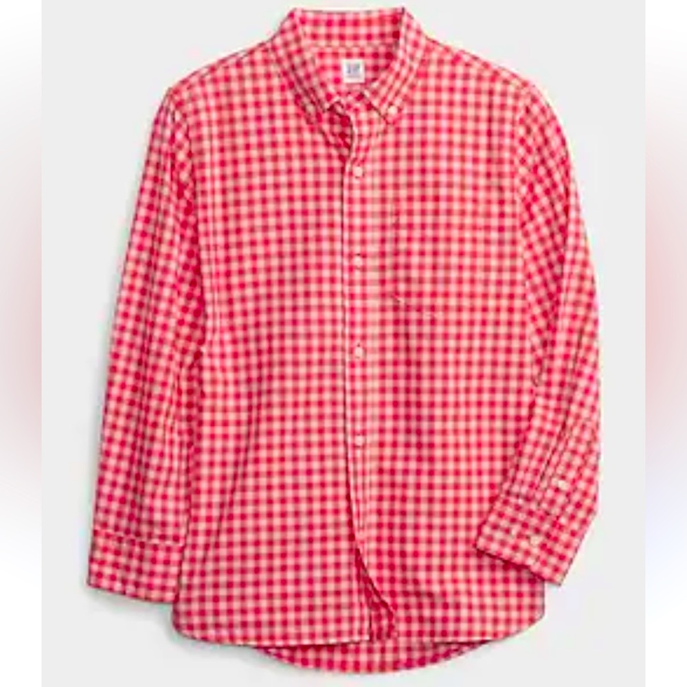 Gap Poplin Red Button Down Shirt Boys Size 14-16 XXL